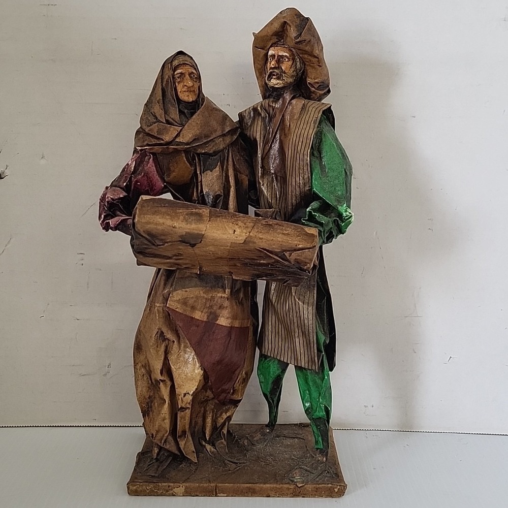 Paper Mache Folk Art 13.5" Figurine Vintage